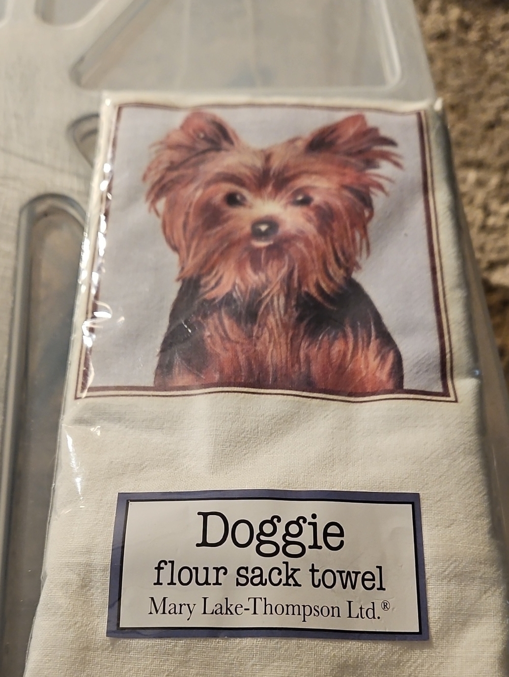4Mary Lake-Thompson Doggie Flour Sack Towel - Brown/White V45